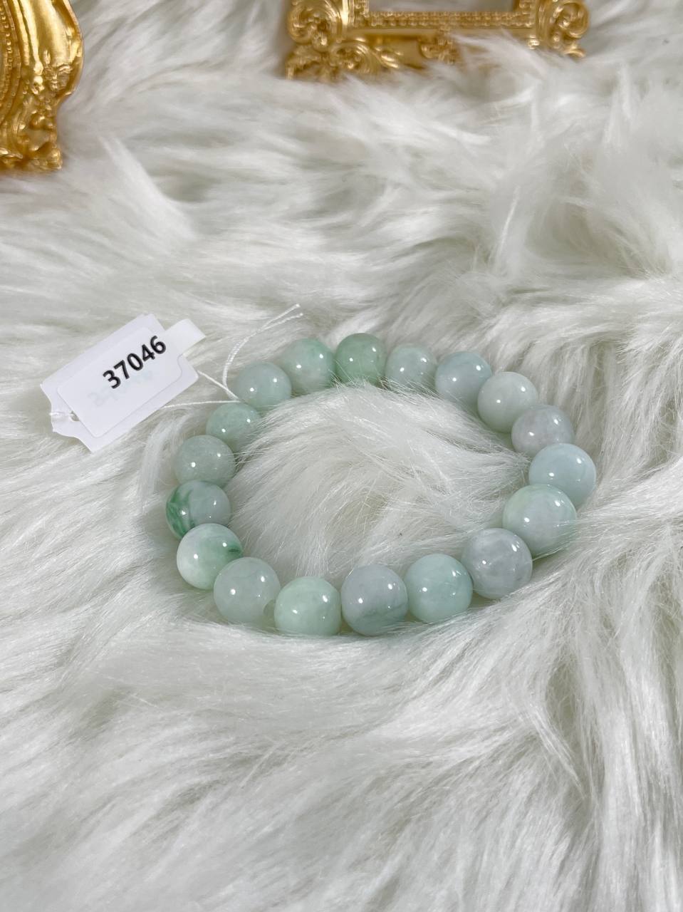 Grade A Natural Jade Beaded Bangle with certificate #37046