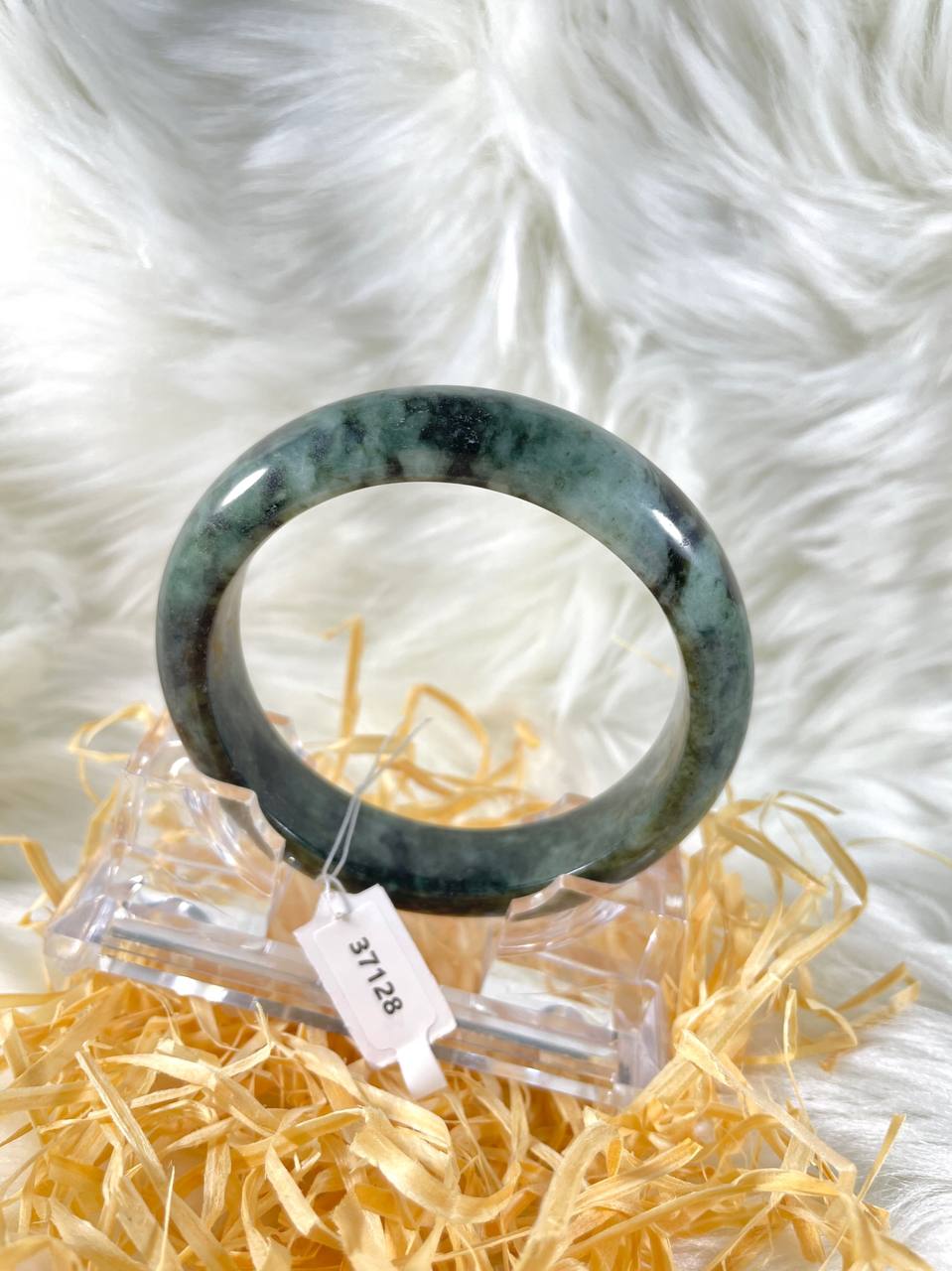 Grade A Natural Jade Bangle with certificate #37128