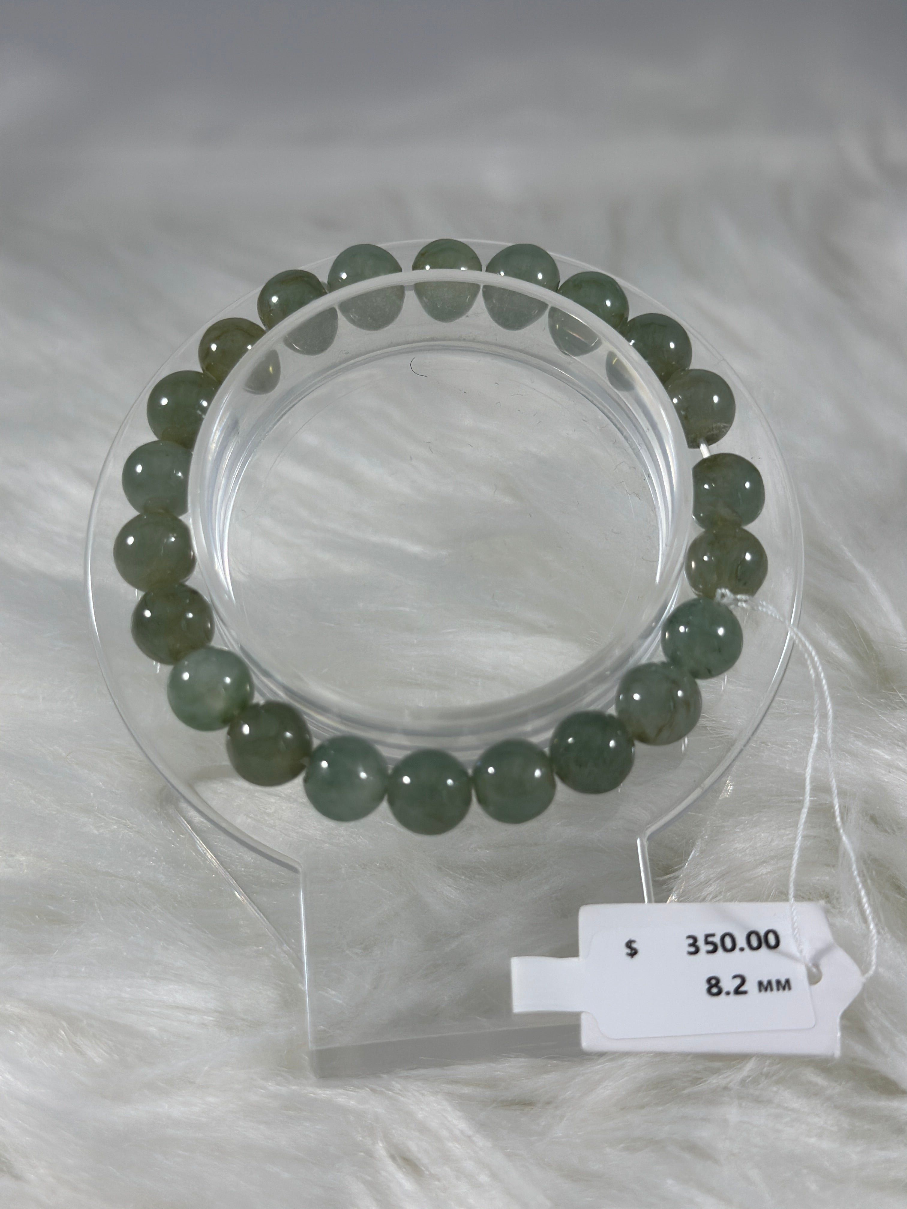 Grade A Natural Jade Beaded Bangle with certificate #37044