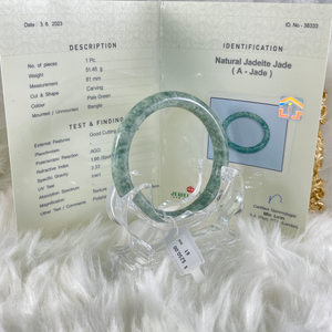 Grade A Natural Jade Bangle with certificate #36333