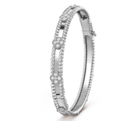 18K Perlee Sweet Clovers Bracelet with Diamonds (Slim)