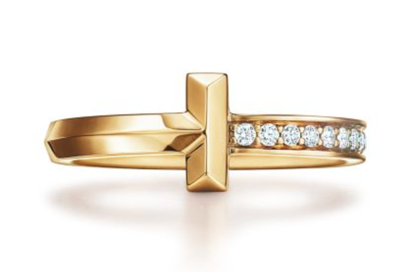 18K T T1-Inspired Ring with Diamonds