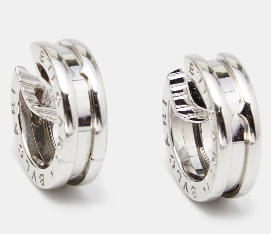 18k White Bvlgari-Inspired Thick Loop Earrings