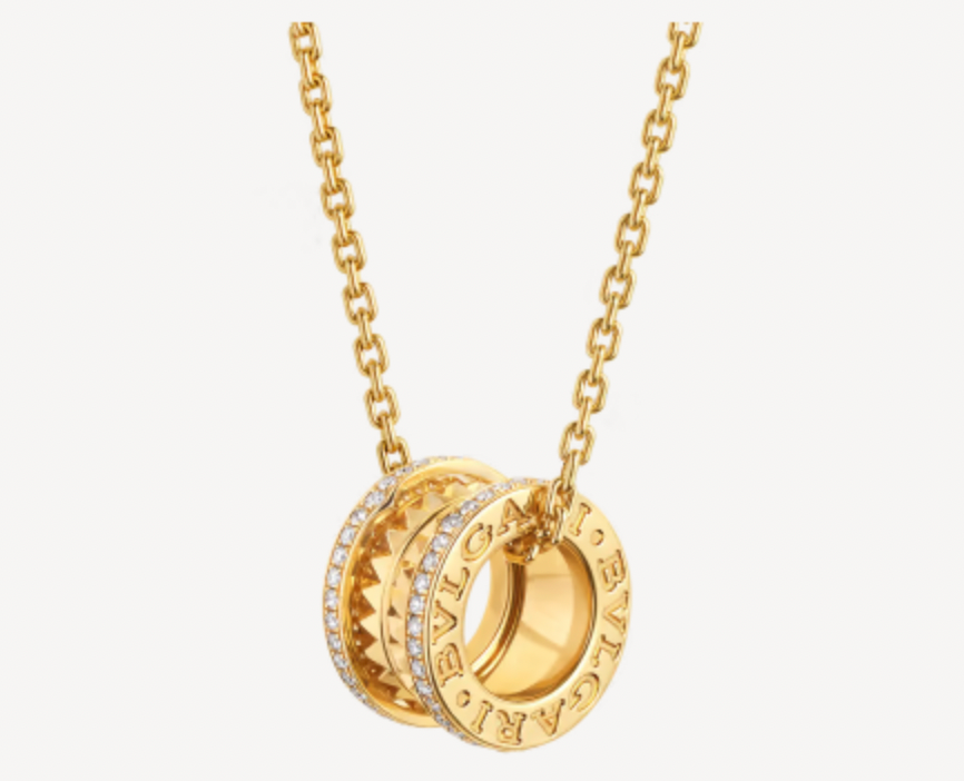 18k Gold Necklace with Spikes and Diamonds