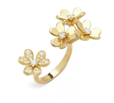 YG Frivole Ring with 4 Flowers and Diamonds