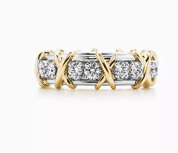 18K WG/YG Tiff Ring with Diamonds with Criss-Cross Design