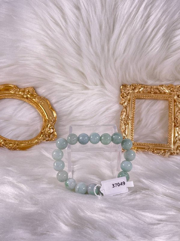 Grade A Natural Jade Beaded Bangle with certificate #37049