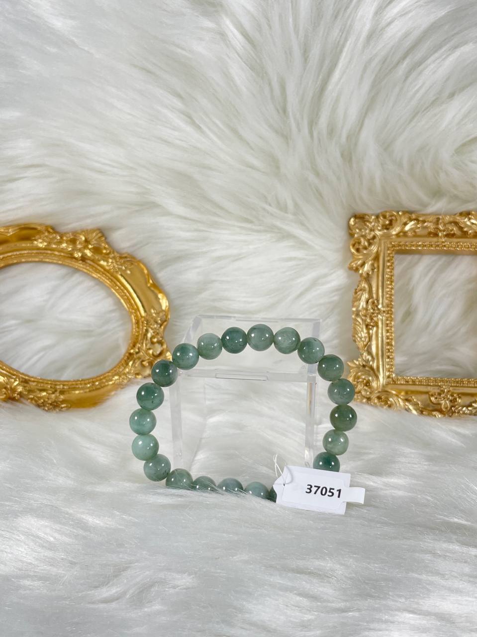 Grade A Natural Jade Beaded Bangle with certificate #37051