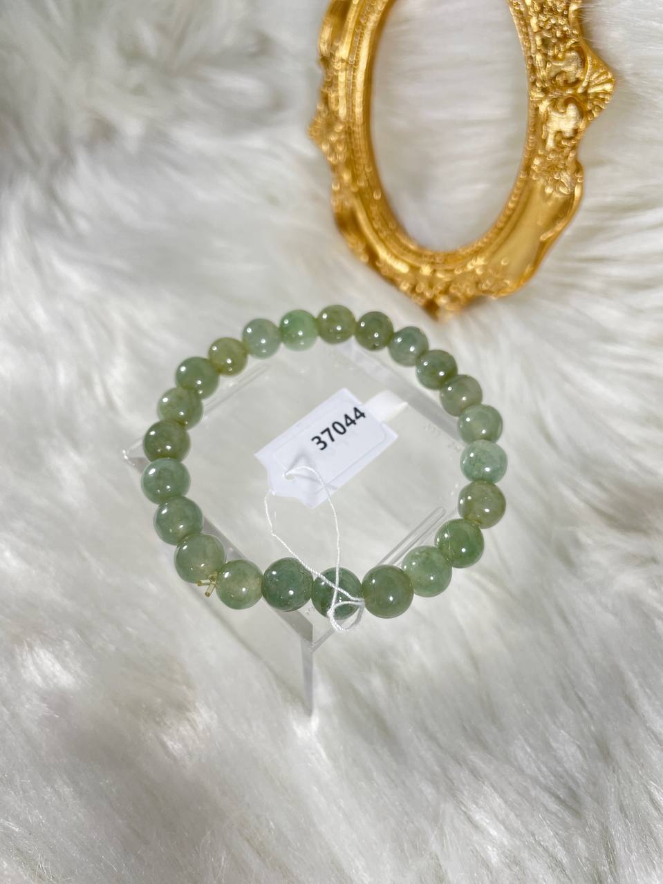 Grade A Natural Jade Beaded Bangle with certificate #37044