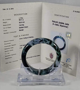 Grade A Natural Jade Bangle with certificate #6325