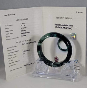 Grade A Natural Jade Bangle with certificate #6365