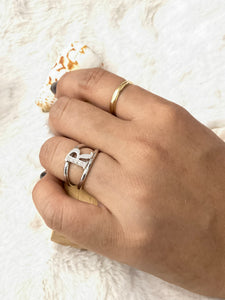 Gold Initial Ring w/ Diamonds (DBRRIN-0015)