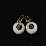 Load image into Gallery viewer, Jade Earrings w/ Amethyst &amp; White Sapphires (DBREAR-0001)
