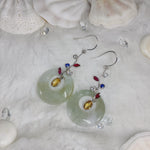 Load image into Gallery viewer, Jade Earrings w/ White &amp; Blue sapphires, Citrine &amp; Ruby (DBREAR-0003)

