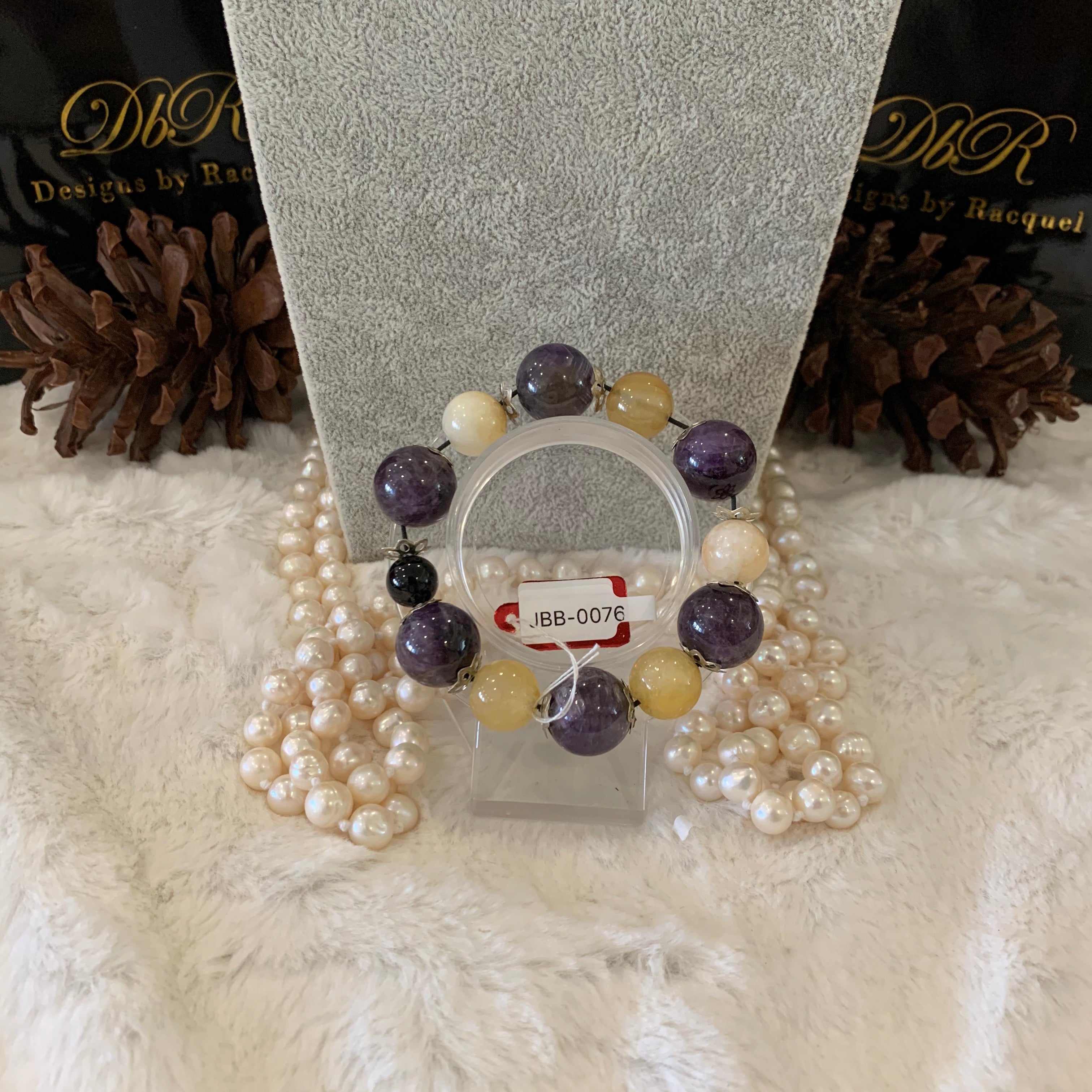 Amethyst/Jade Bead Bracelet (JBB-0076)