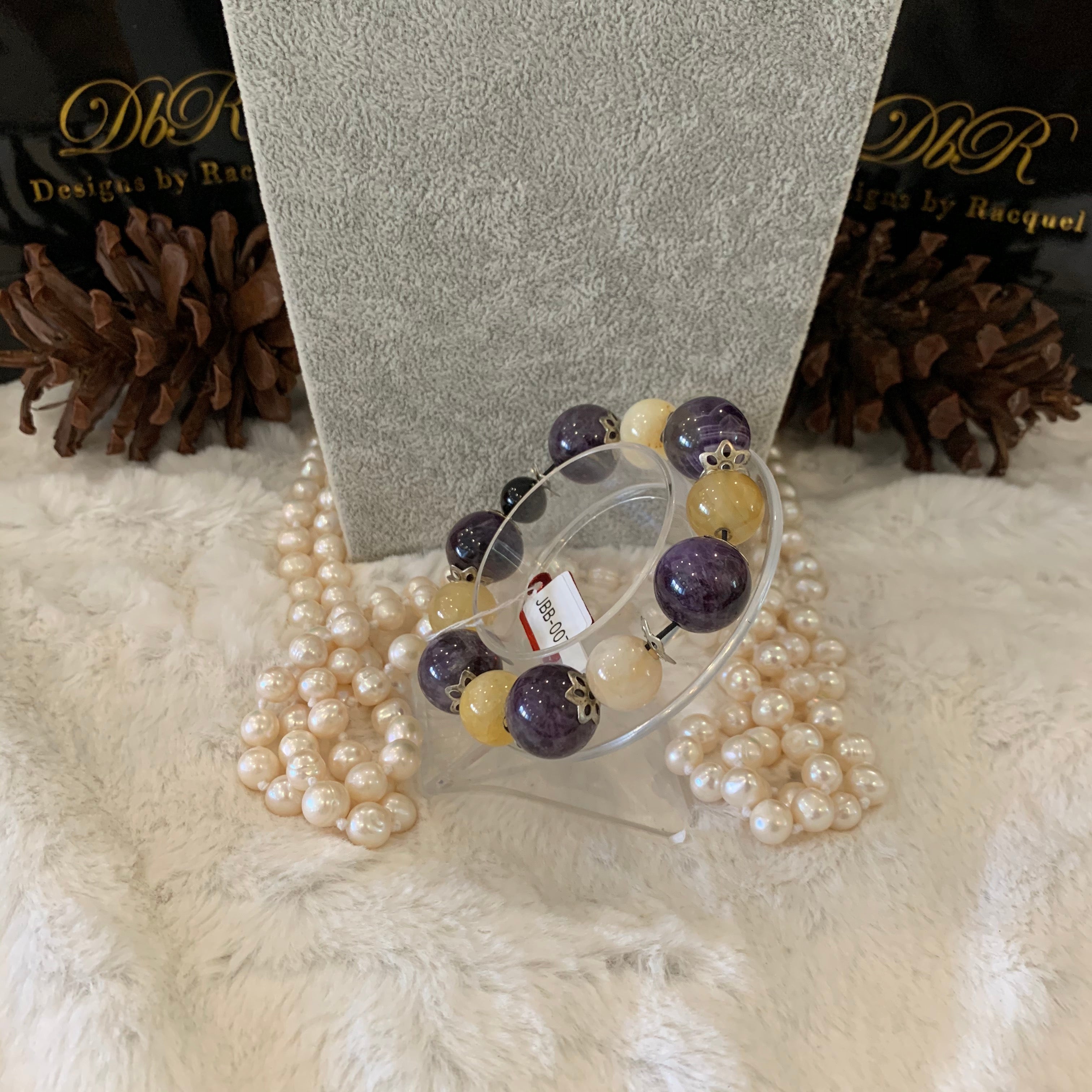 Amethyst/Jade Bead Bracelet (JBB-0076)