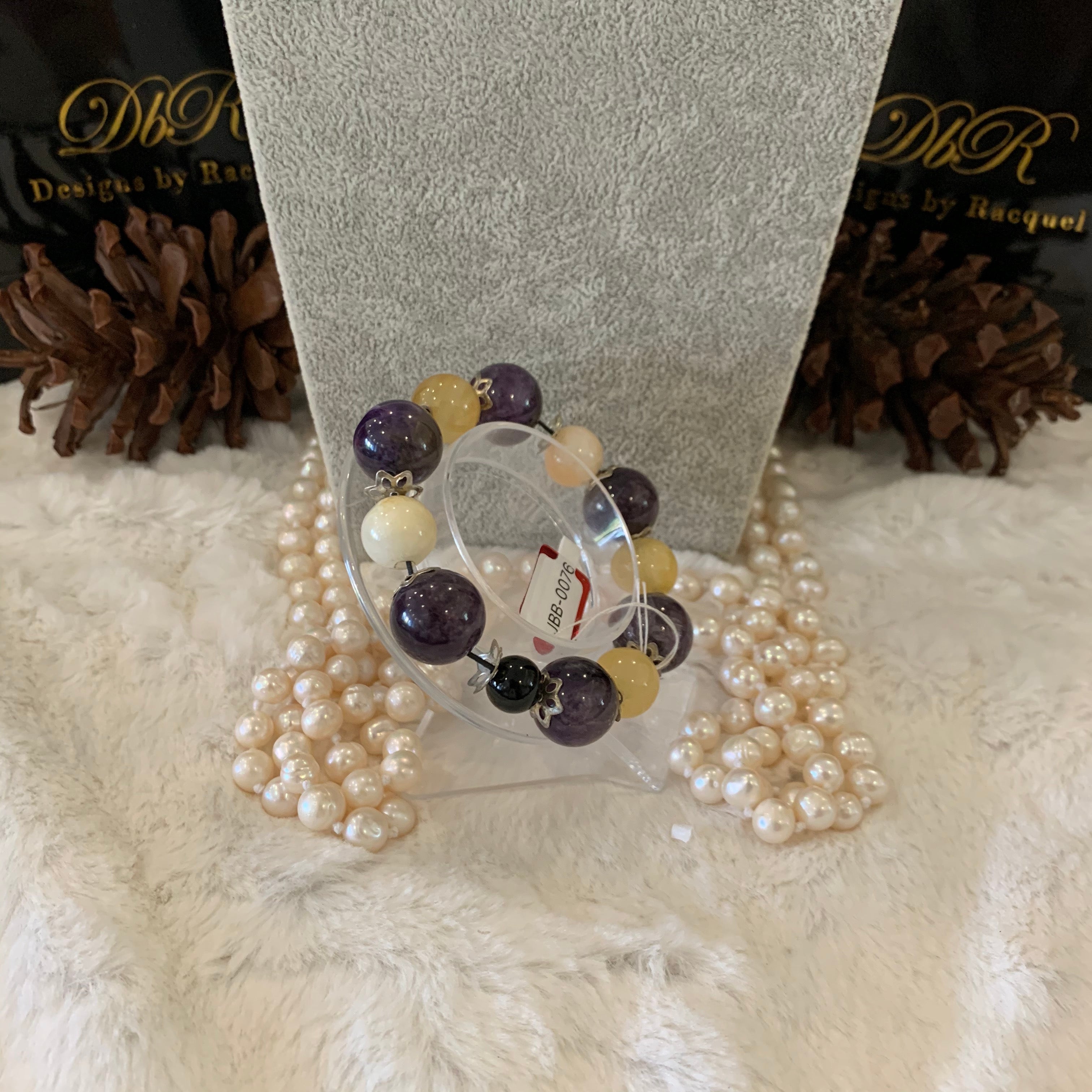 Amethyst/Jade Bead Bracelet (JBB-0076)