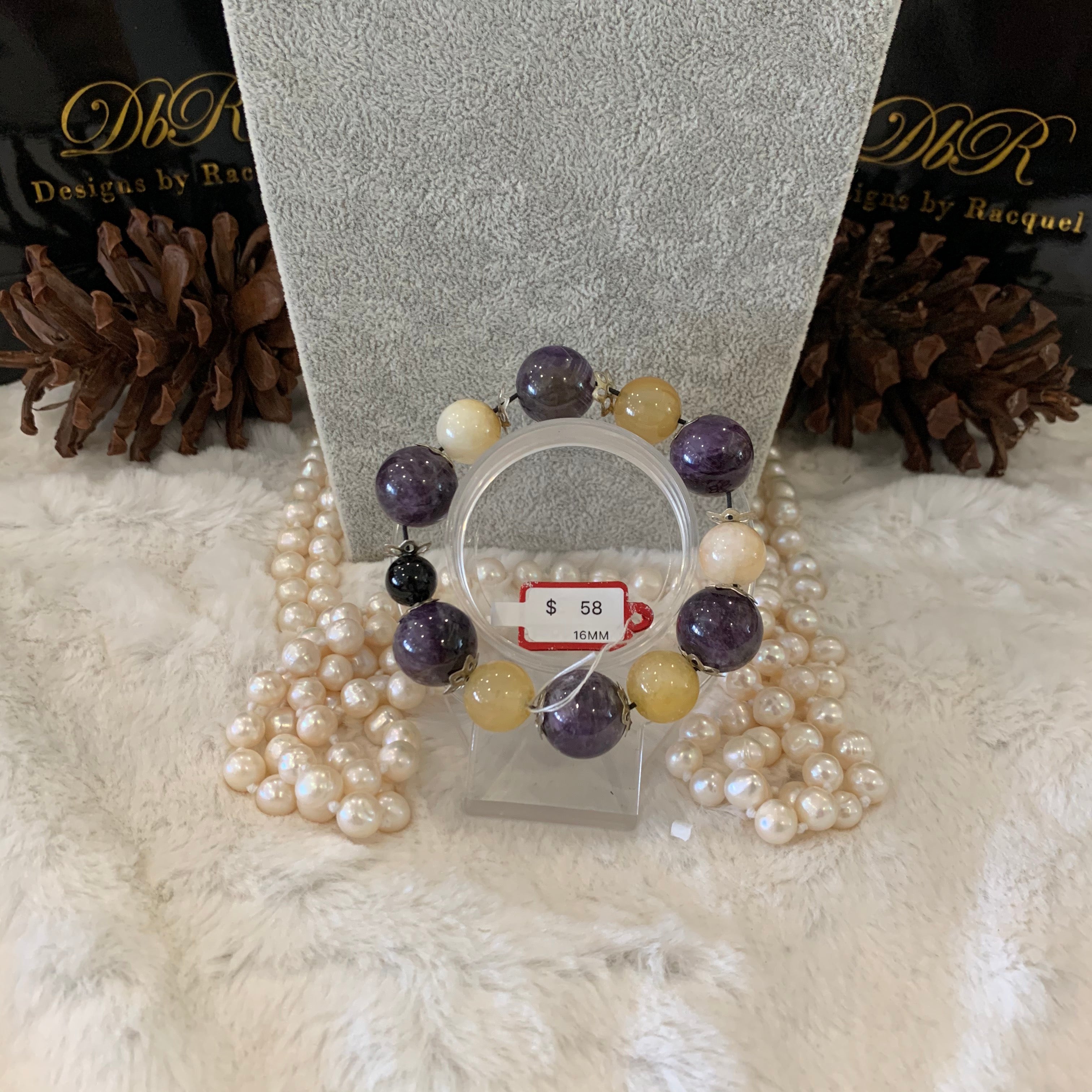 Amethyst/Jade Bead Bracelet (JBB-0076)