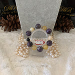 Load image into Gallery viewer, Amethyst/Jade Bead Bracelet (JBB-0076)
