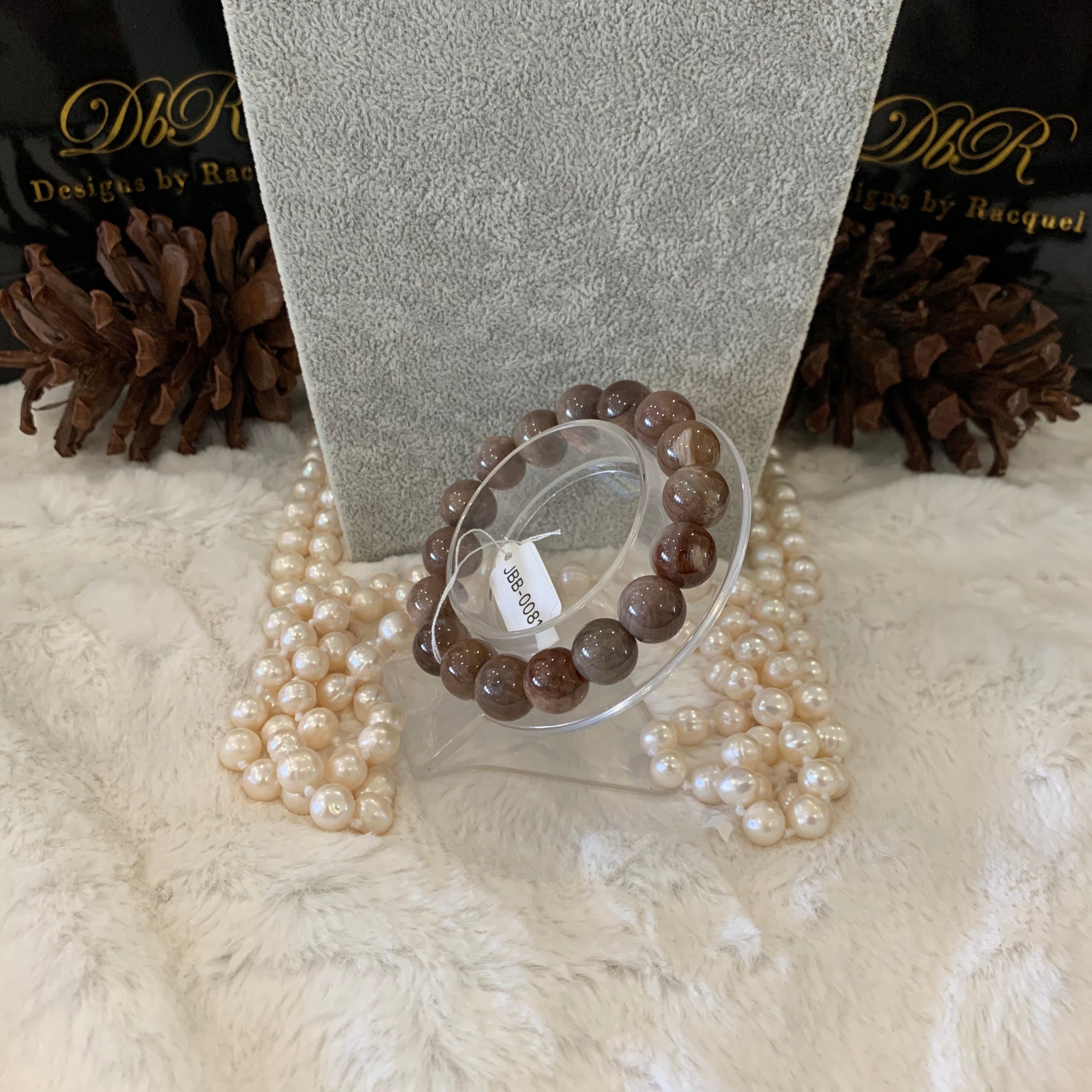 Petrified Wood Bead Bracelet (JBB-0081)