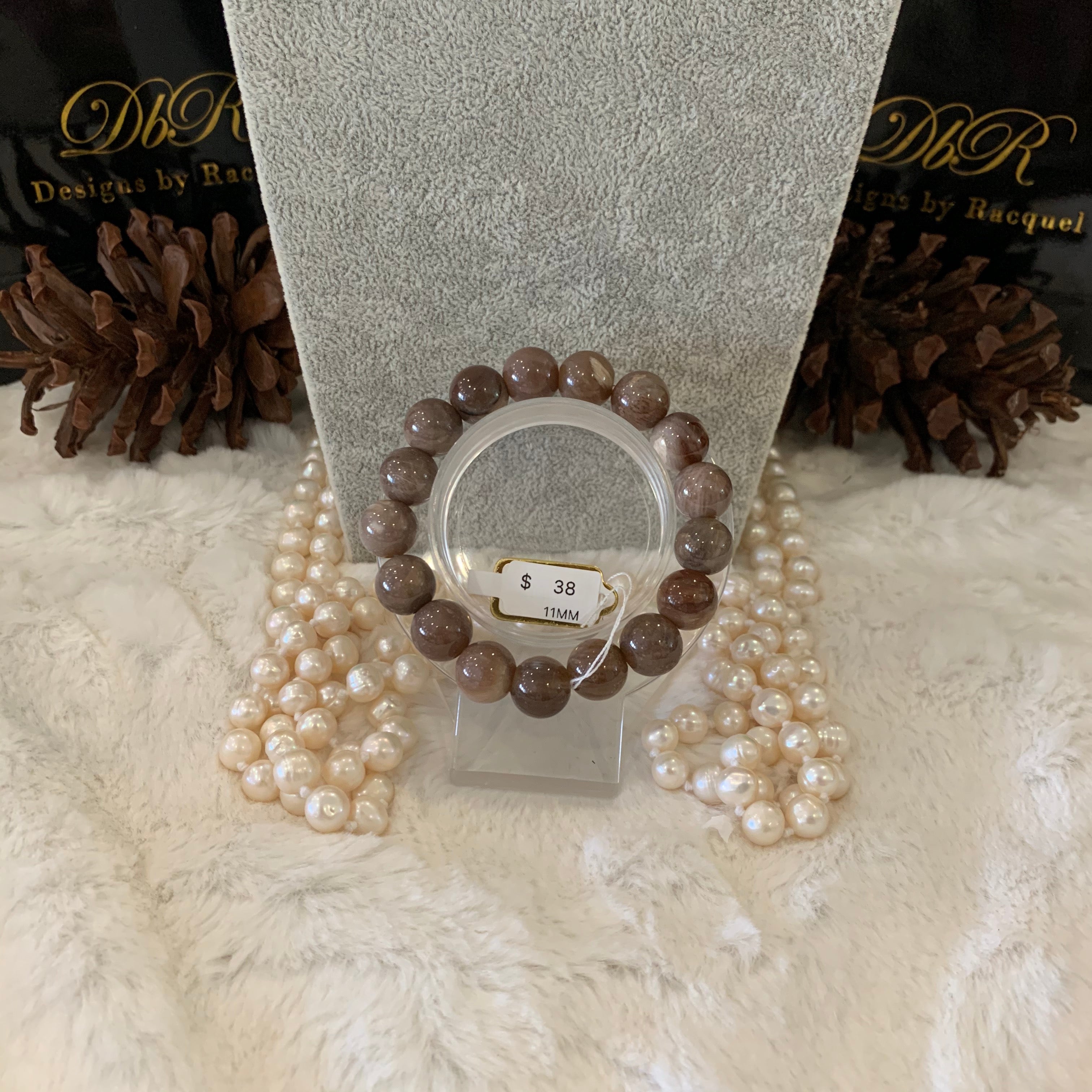 Petrified Wood Bead Bracelet (JBB-0081)