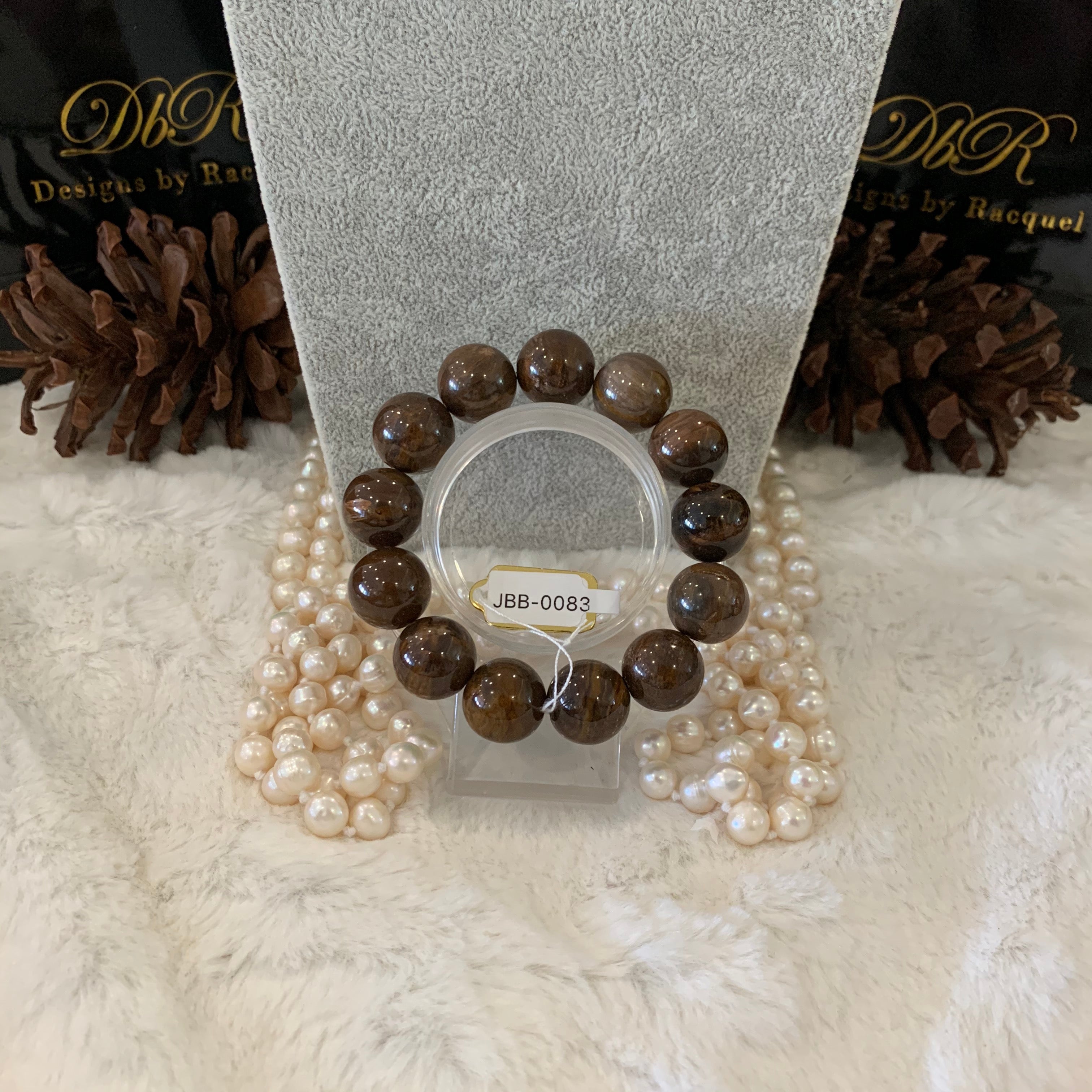 Petrified Wood Bead Bracelet (JBB-0083)