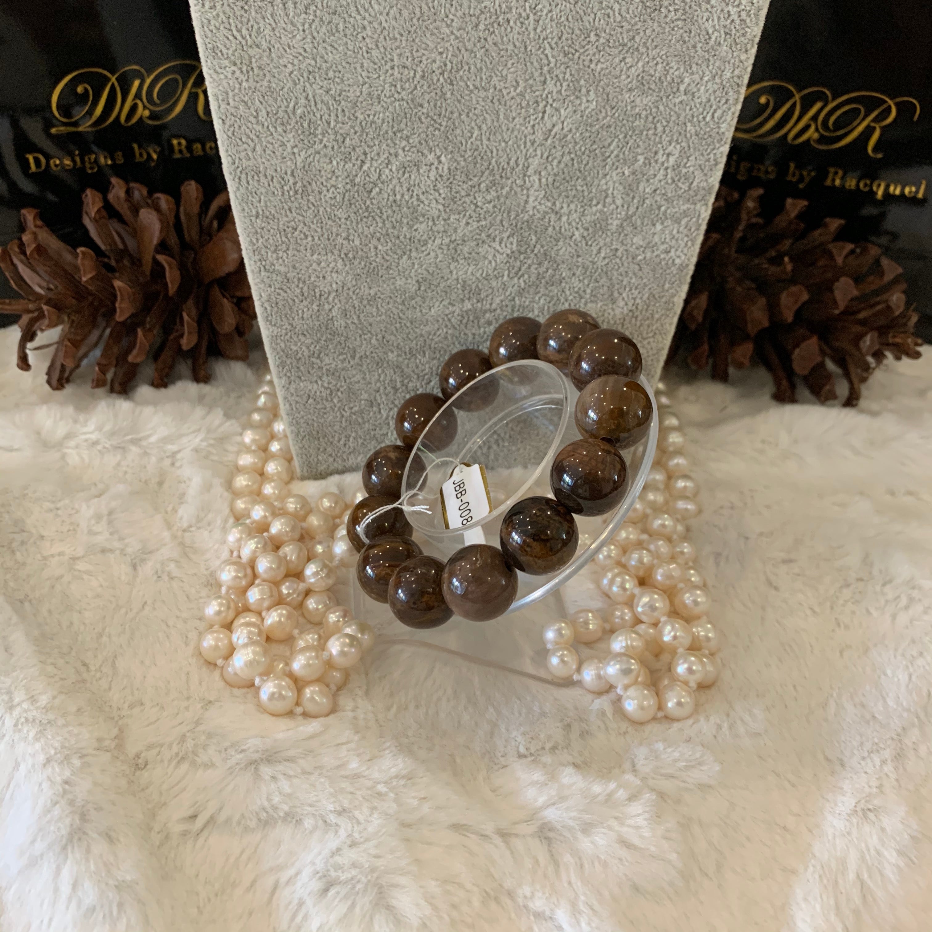 Petrified Wood Bead Bracelet (JBB-0083)