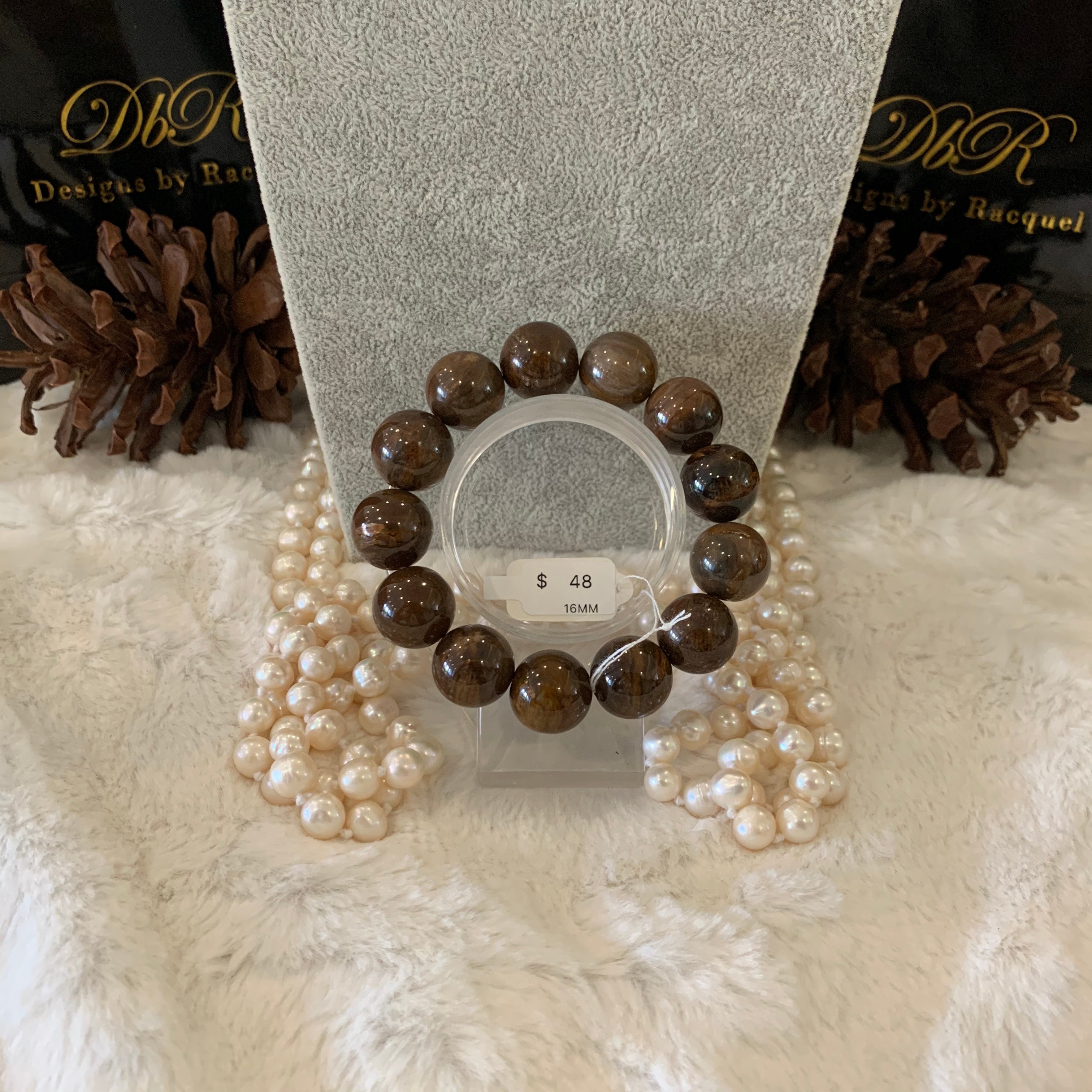 Petrified Wood Bead Bracelet (JBB-0083)