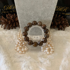 Petrified Wood Bead Bracelet (JBB-0083)