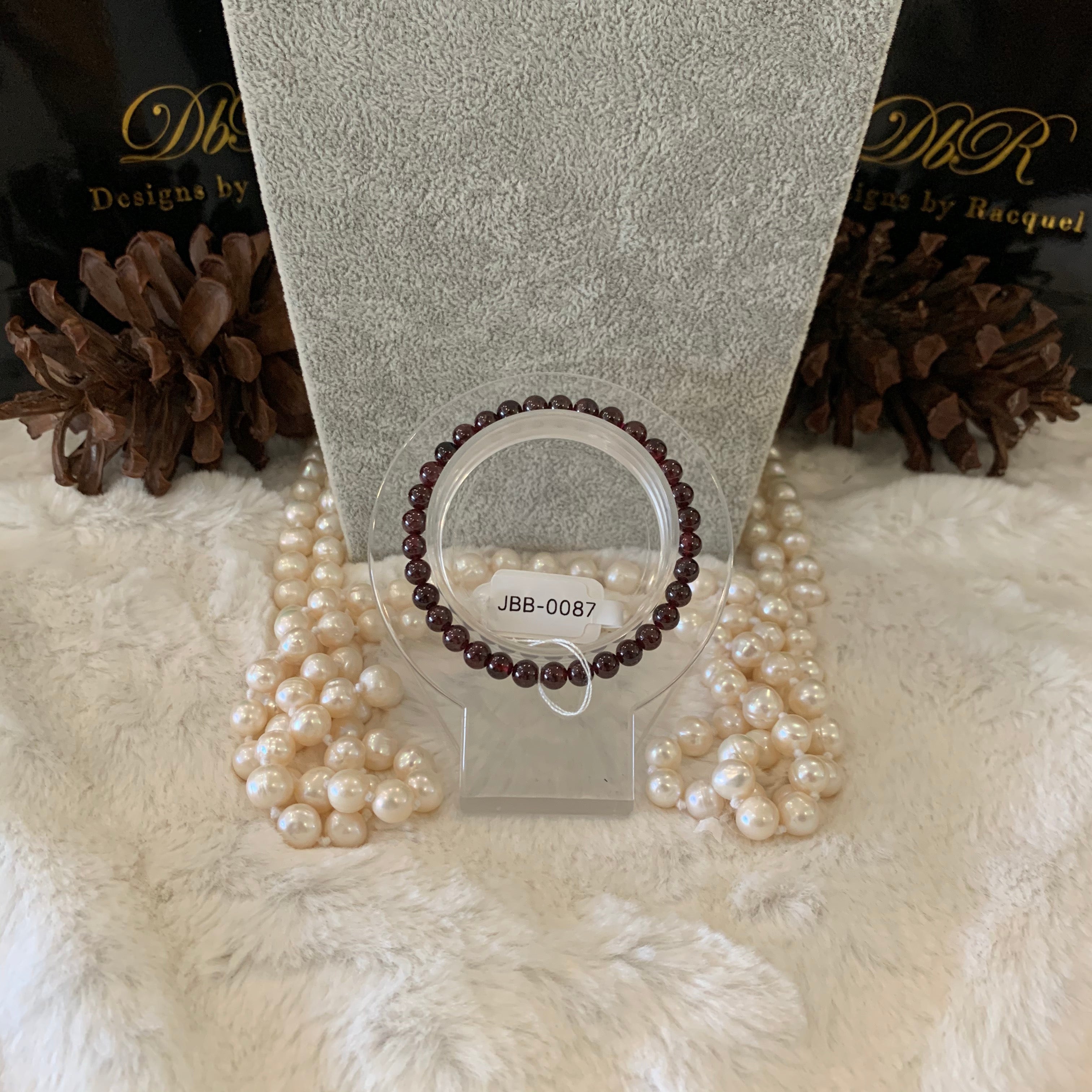 Red Garnet Bead Bracelet (JBB-0087)
