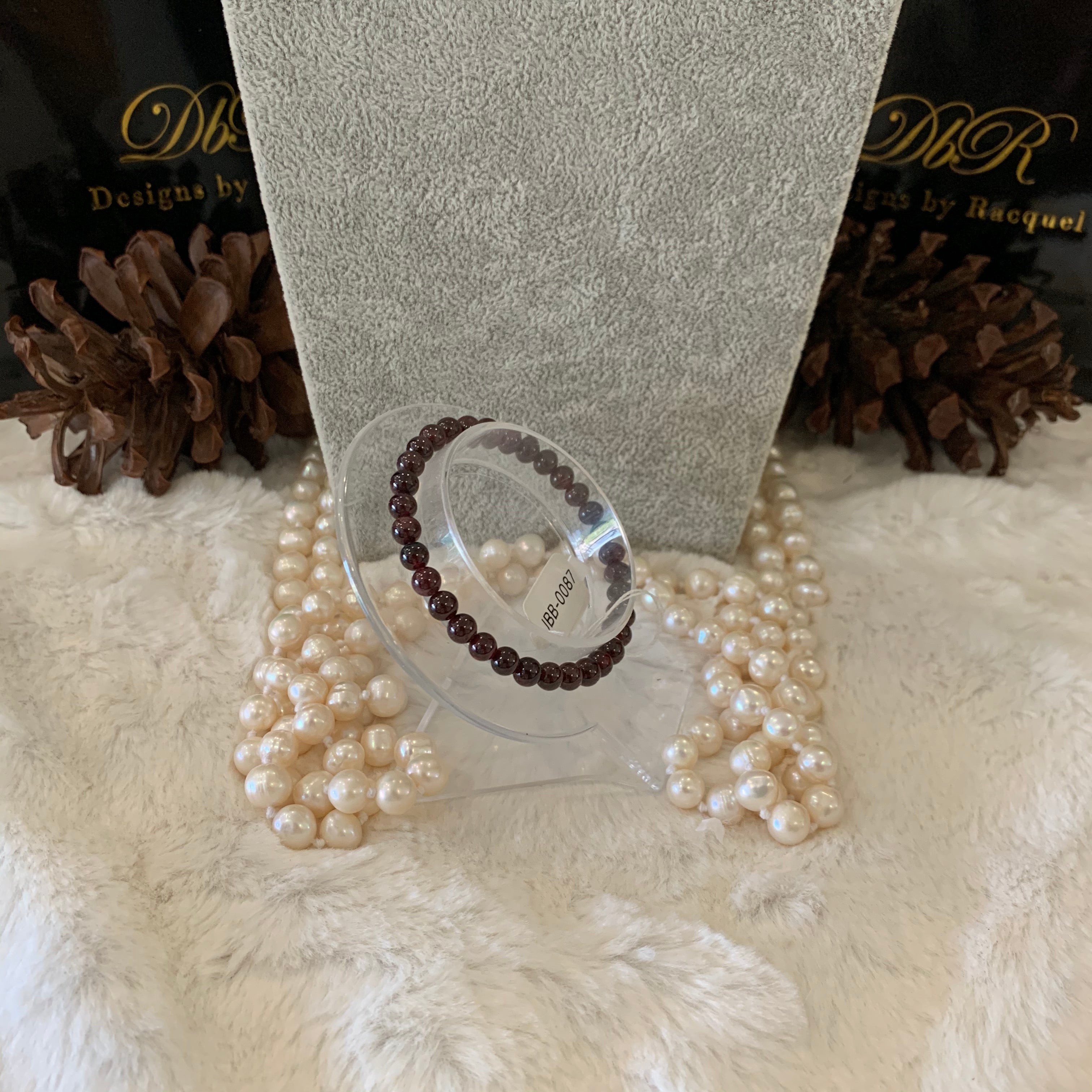 Red Garnet Bead Bracelet (JBB-0087)