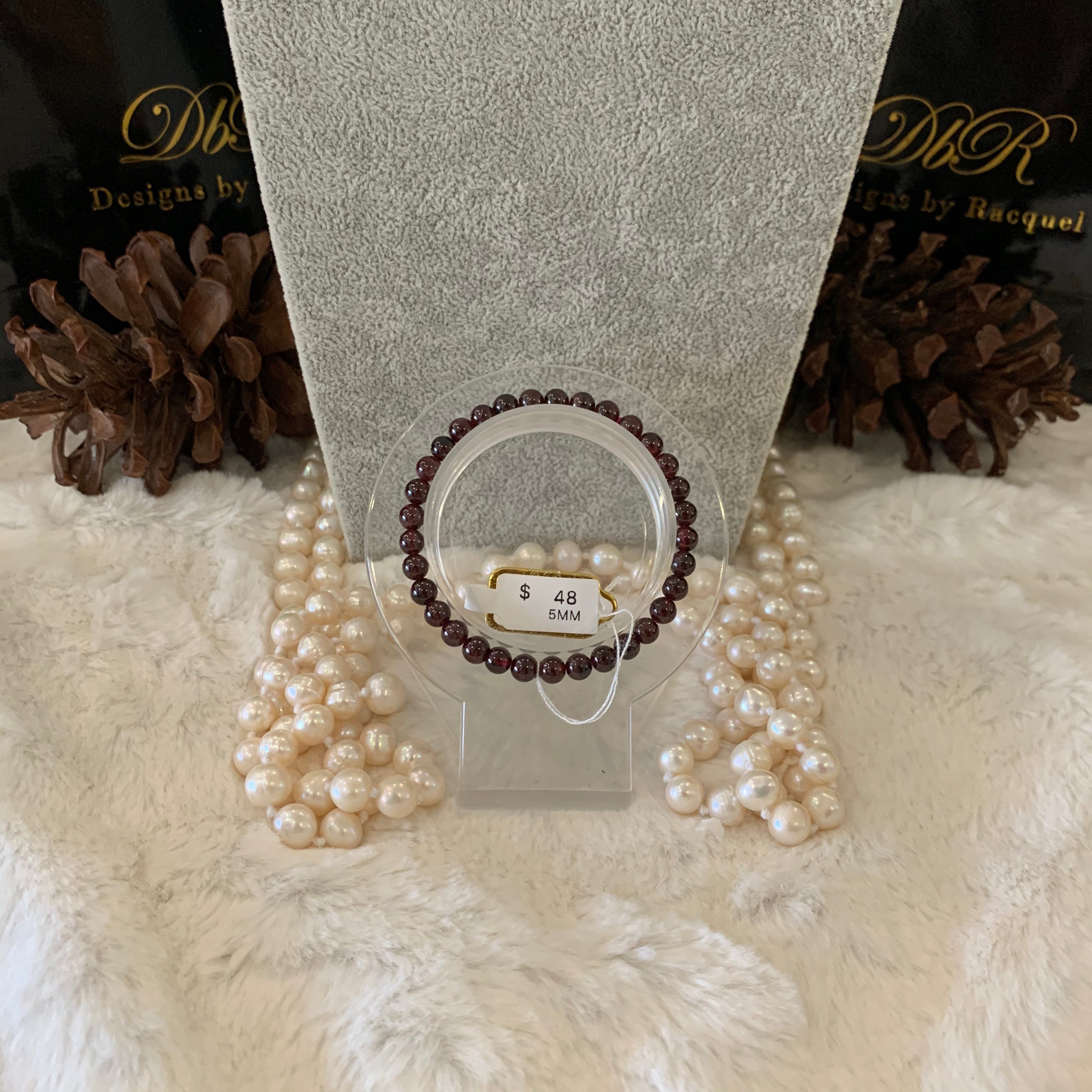 Red Garnet Bead Bracelet (JBB-0087)