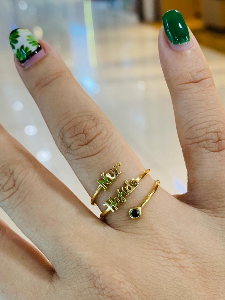 Personalized Name Ring with Birthstone