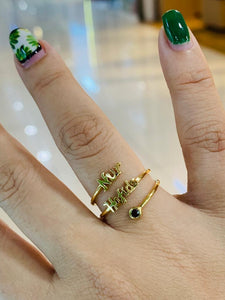 Personalized Name Ring with Birthstone