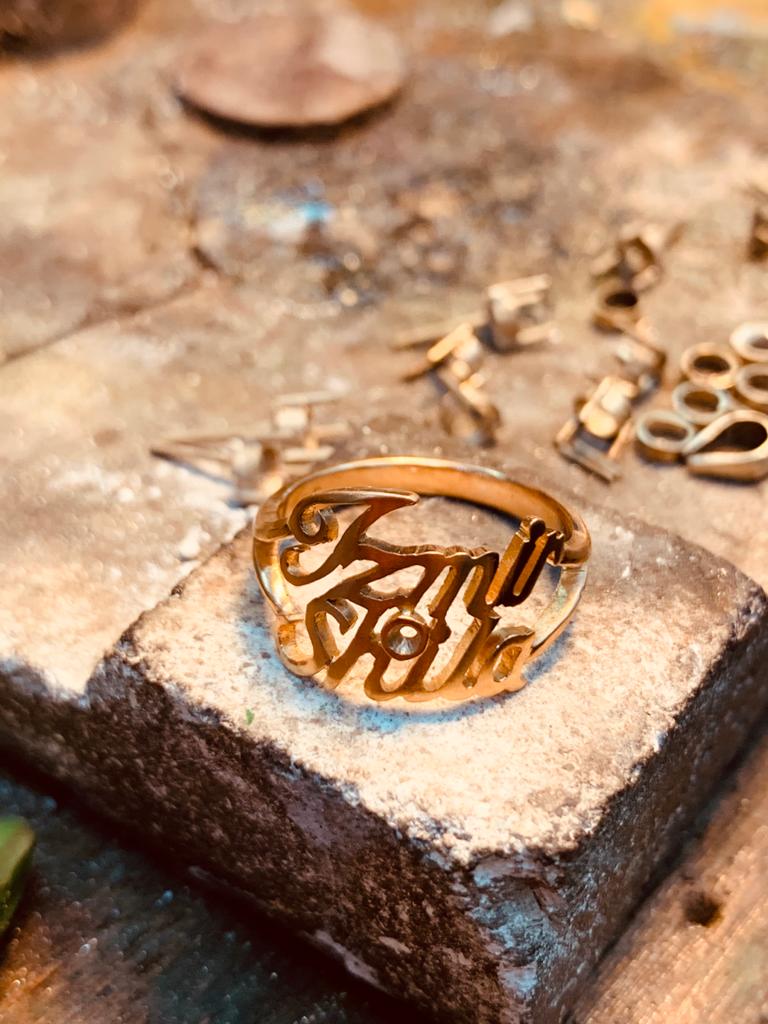 Personalized Name Ring with Birthstone