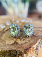 Load image into Gallery viewer, Lemon Quartz and Diamond Stud Earrings in 18K White Gold
