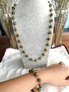 Green Jade Necklace & Bracelet Set (JNS-0001)