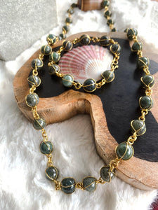 Green Jade Necklace & Bracelet Set (JNS-0001)