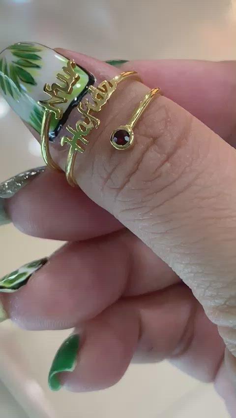 Personalized Name Ring with Birthstone