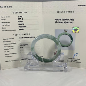 Grade A Natural Jade Bangle with certificate #6289