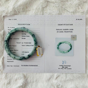 Grade A Natural Jade Bangle with certificate #3978