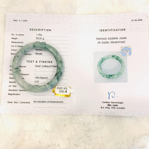 Grade A Natural Jade Bangle with certificate #3982