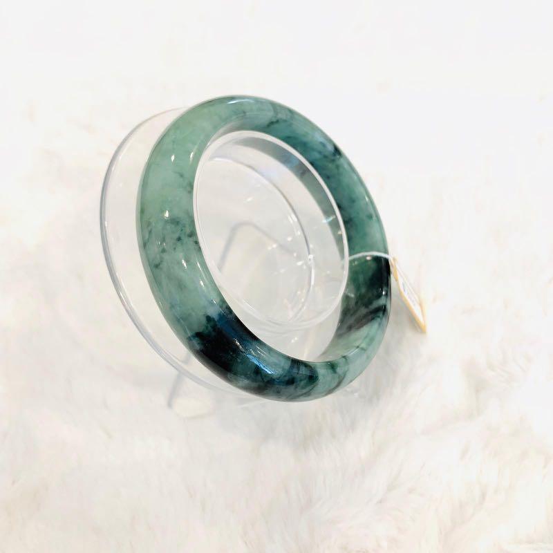 Grade A Natural Jade Bangle with certificate #4014