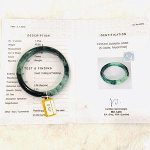Grade A Natural Jade Bangle with certificate #4020