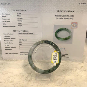 Grade A Natural Jade Bangle with certificate #4152